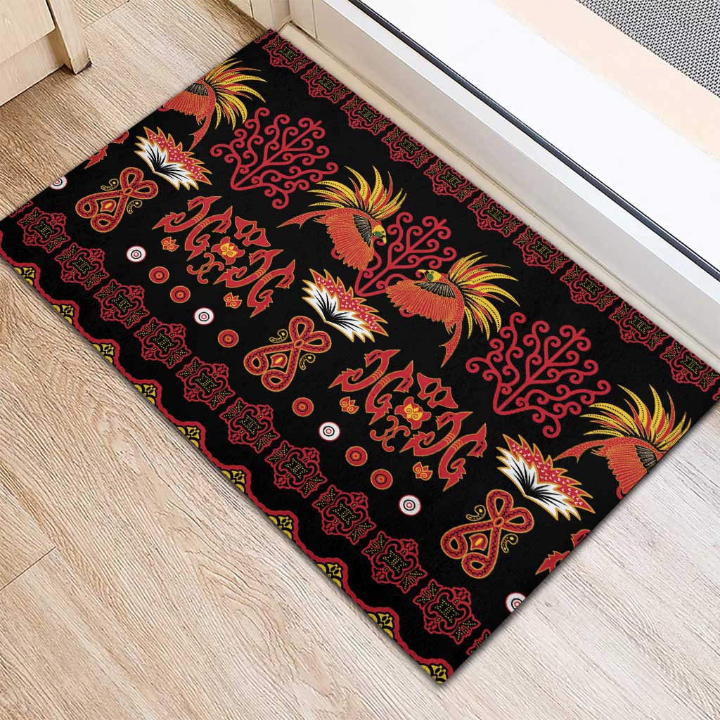 Papua Batik Motif Rubber Doormat Papua Spirit Black Version LT05 - Polynesian Pride