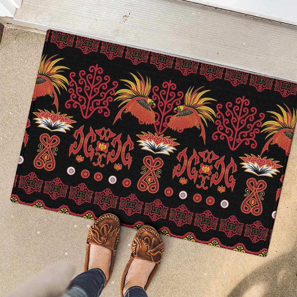 Papua Batik Motif Rubber Doormat Papua Spirit Black Version LT05 - Polynesian Pride