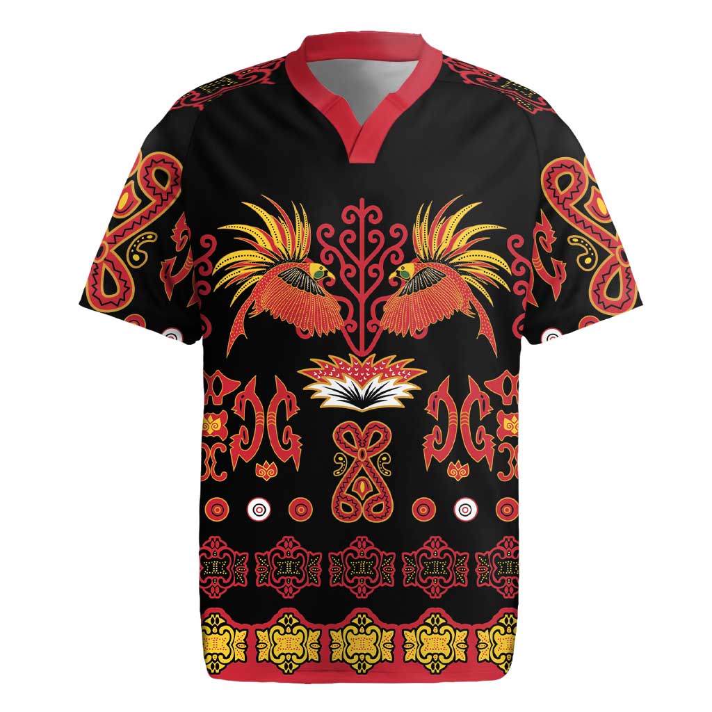 Papua Batik Motif Rugby Jersey Papua Spirit Black Version - Polynesian Pride