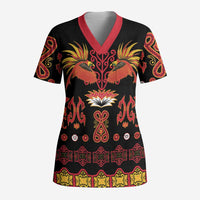 Papua Batik Motif Scrub Top Papua Spirit Black Version LT05 Adult Black - Polynesian Pride