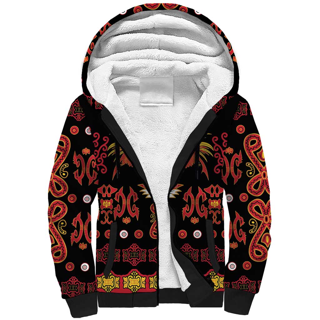 Papua Batik Motif Sherpa Hoodie Papua Spirit Black Version LT05 Unisex Black - Polynesian Pride