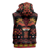 Papua Batik Motif Sleeveless Hoodie Papua Spirit Black Version - Polynesian Pride