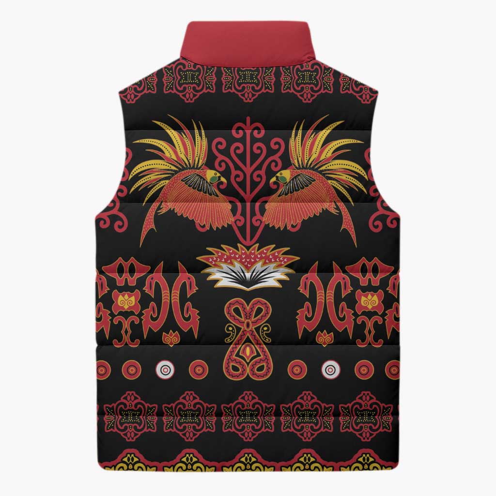 Papua Batik Motif Sleeveless Puffer Jacket Papua Spirit Black Version LT05 - Polynesian Pride