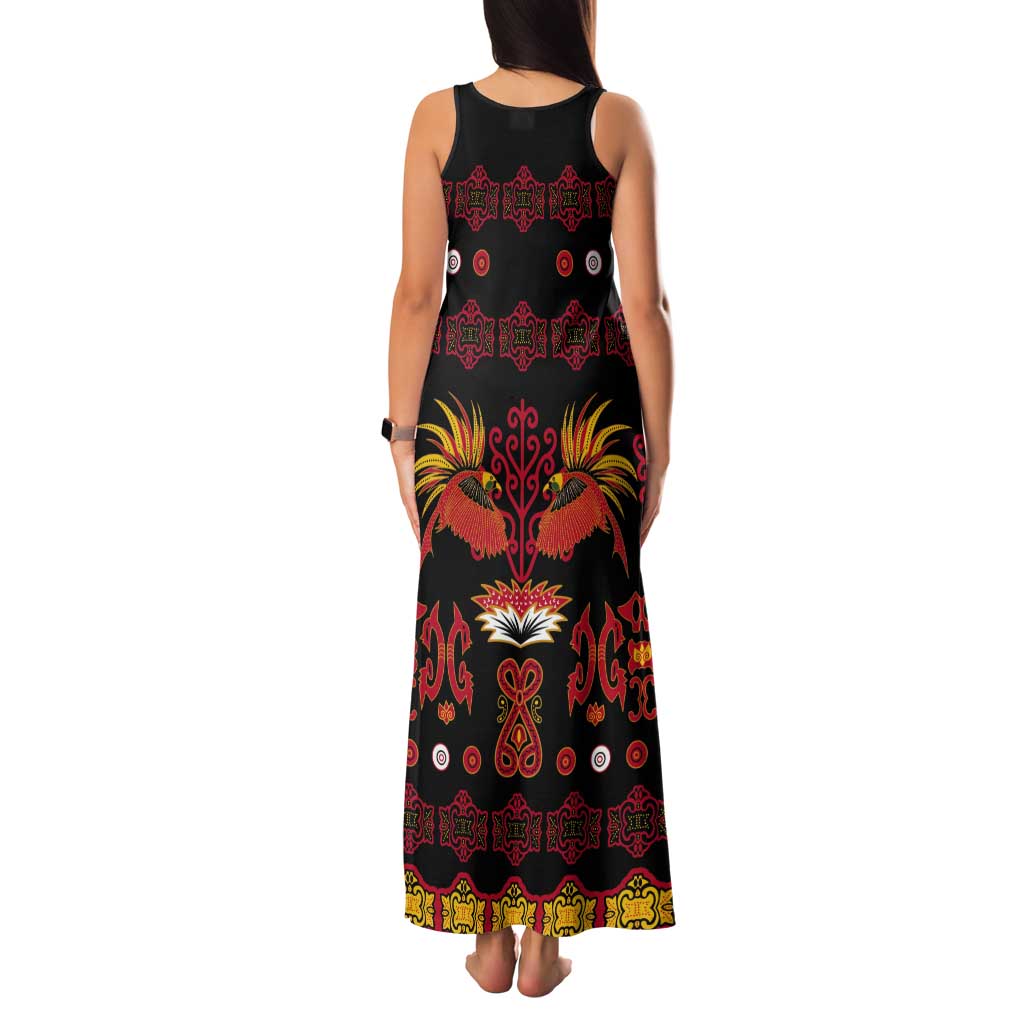 Papua Batik Motif Tank Maxi Dress Papua Spirit Black Version LT05 - Polynesian Pride