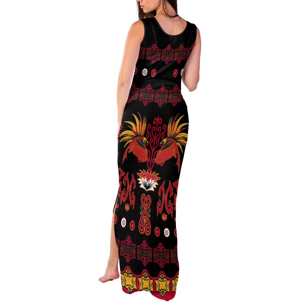 Papua Batik Motif Tank Maxi Dress Papua Spirit Black Version LT05 - Polynesian Pride