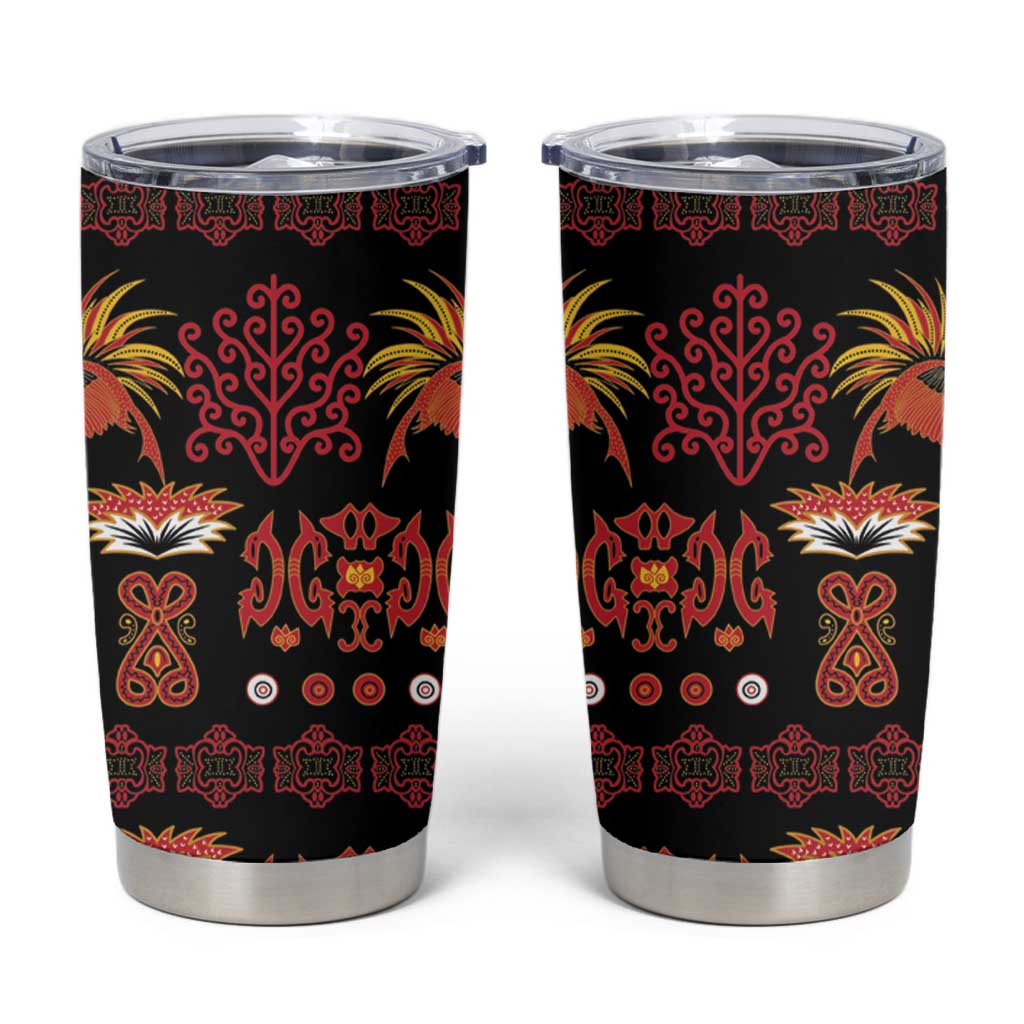 Papua Batik Motif Tumbler Cup Papua Spirit Black Version - Polynesian Pride