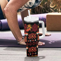 Papua Batik Motif Tumbler With Handle Papua Spirit Black Version - Polynesian Pride
