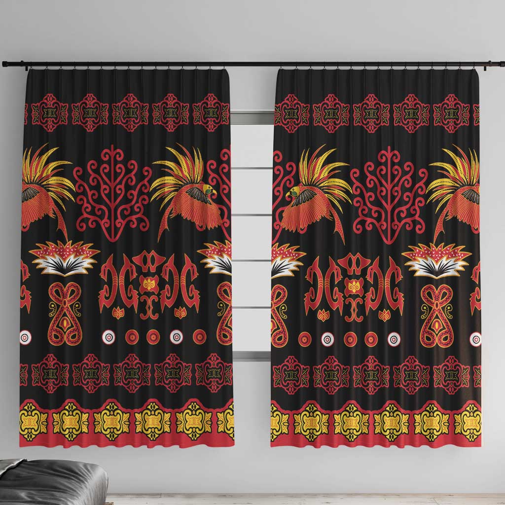 Papua Batik Motif Window Curtain Papua Spirit Black Version - Polynesian Pride