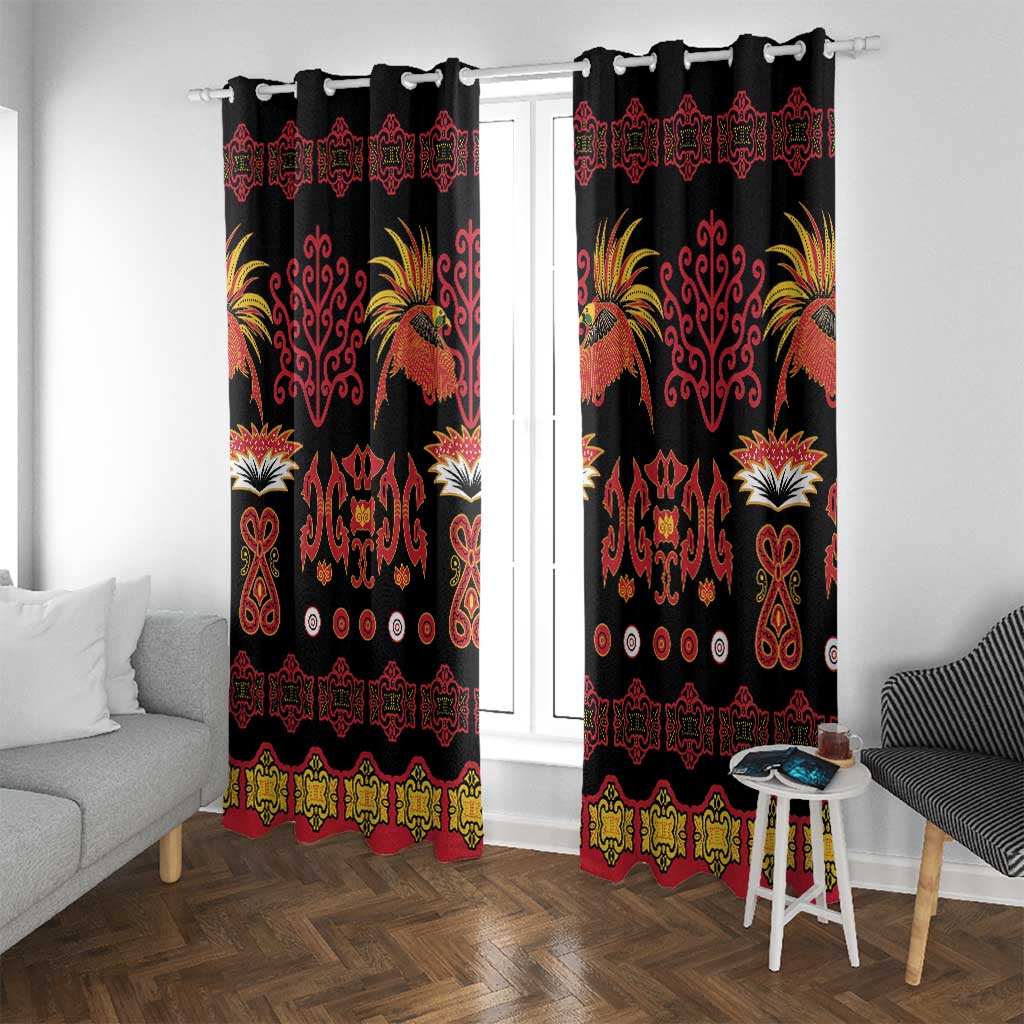 Papua Batik Motif Window Curtain Papua Spirit Black Version - Polynesian Pride