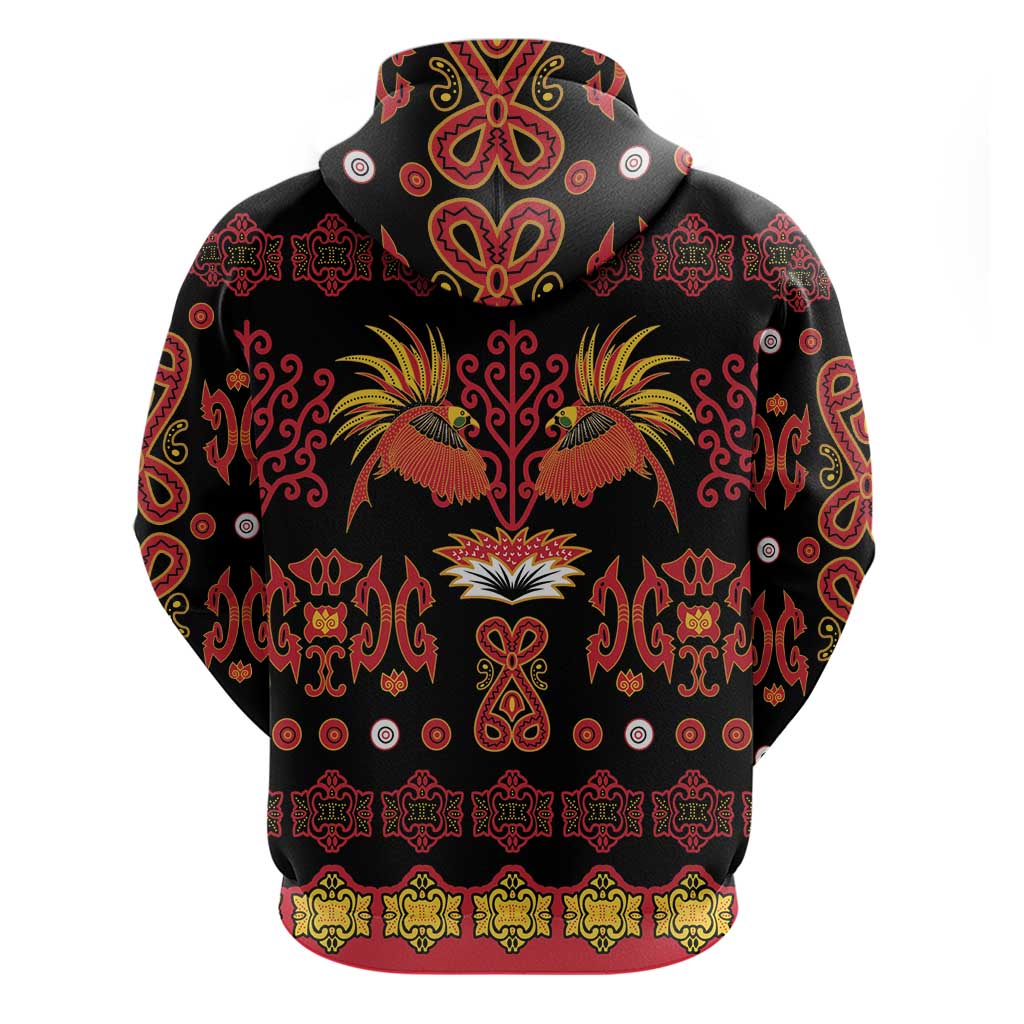 Papua Batik Motif Zip Hoodie Papua Spirit Black Version - Polynesian Pride
