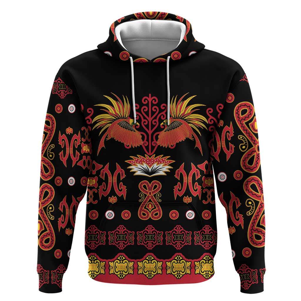 Papua Batik Motif Zip Hoodie Papua Spirit Black Version - Polynesian Pride