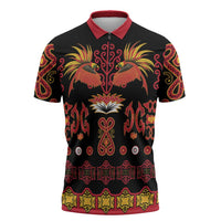 Papua Batik Motif Zipper Polo Shirt Papua Spirit Black Version LT05 Black - Polynesian Pride