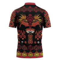 Papua Batik Motif Zipper Polo Shirt Papua Spirit Black Version LT05 - Polynesian Pride