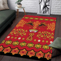Papua Batik Motif Area Rug Papua Spirit Red Version - Polynesian Pride