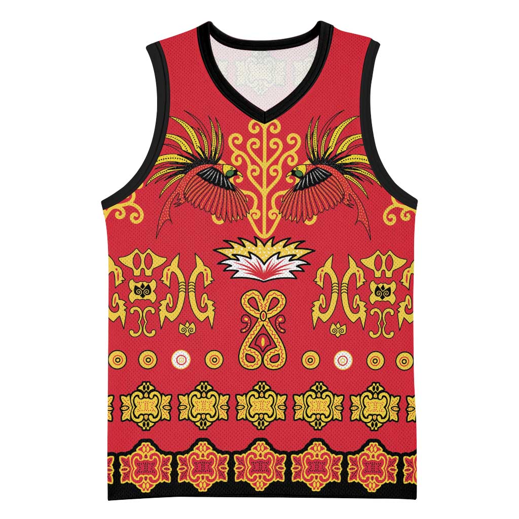 Papua Batik Motif Basketball Jersey Papua Spirit Red Version LT05 Unisex Red - Polynesian Pride
