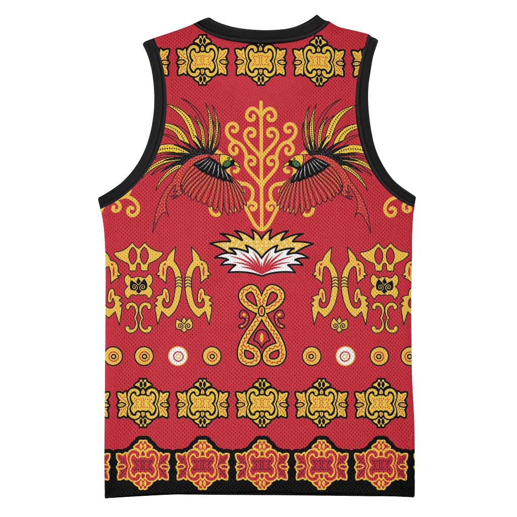 Papua Batik Motif Basketball Jersey Papua Spirit Red Version LT05 - Polynesian Pride