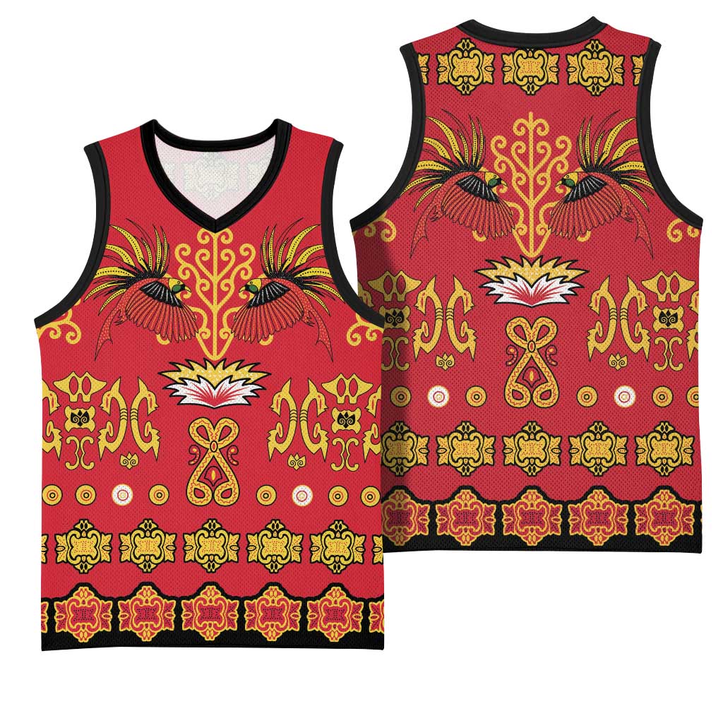 Papua Batik Motif Basketball Jersey Papua Spirit Red Version LT05 - Polynesian Pride