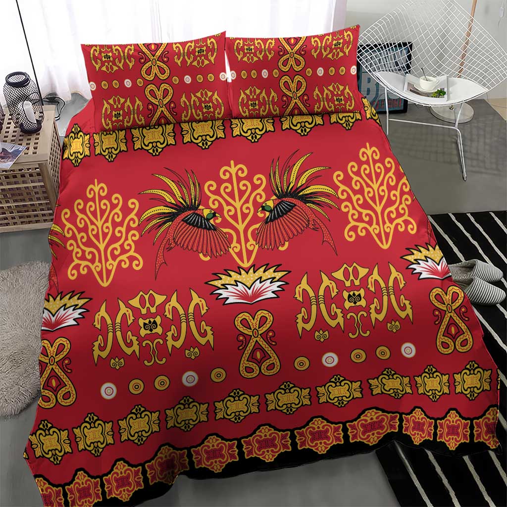 Papua Batik Motif Bedding Set Papua Spirit Red Version - Polynesian Pride