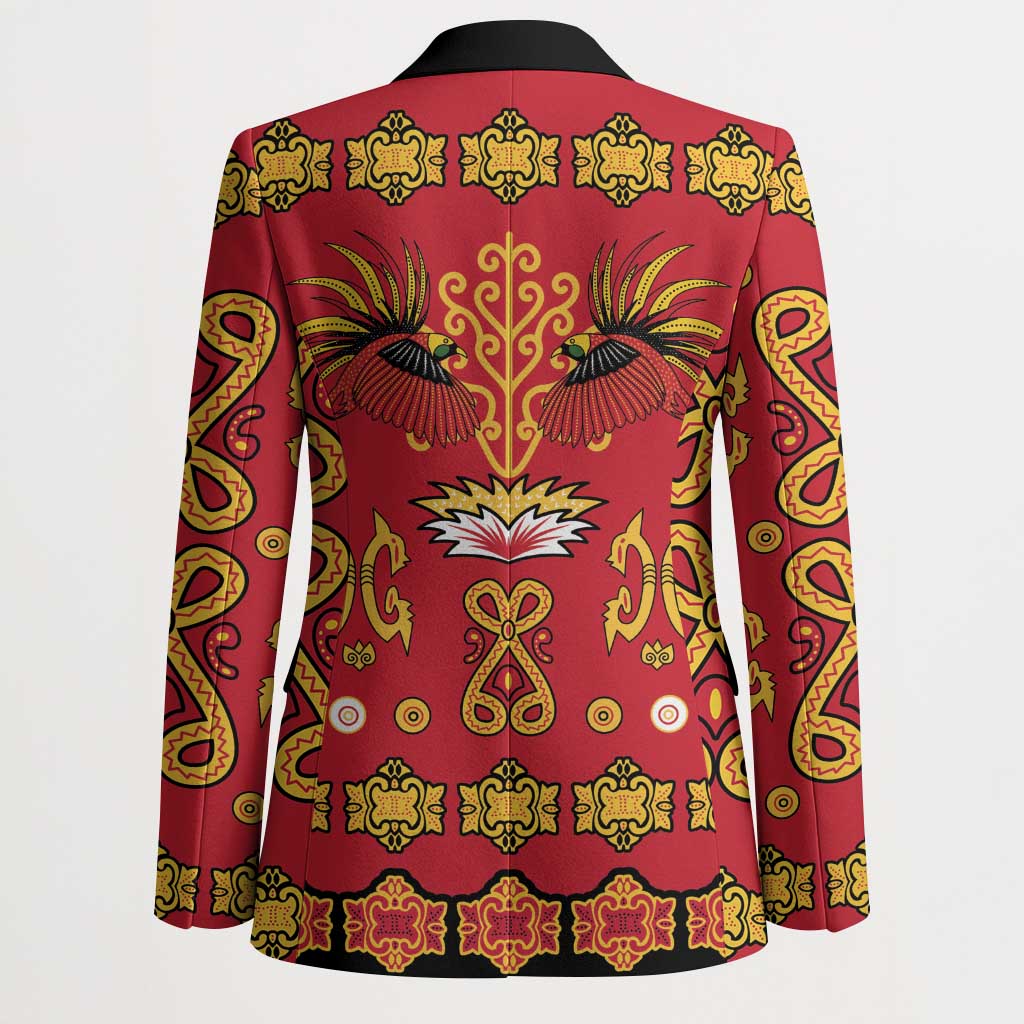 Papua Batik Motif Blazer Papua Spirit Red Version - Polynesian Pride