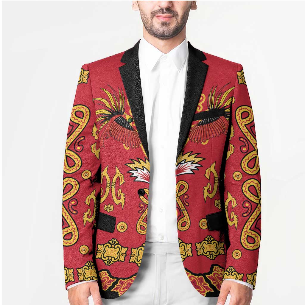 Papua Batik Motif Blazer Papua Spirit Red Version - Polynesian Pride