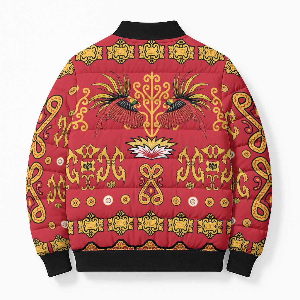 Papua Batik Motif Bomber Puffer Jacket Papua Spirit Red Version LT05 - Polynesian Pride