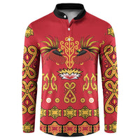 Papua Batik Motif Button Sweatshirt Papua Spirit Red Version - Polynesian Pride