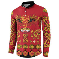 Papua Batik Motif Button Sweatshirt Papua Spirit Red Version - Polynesian Pride