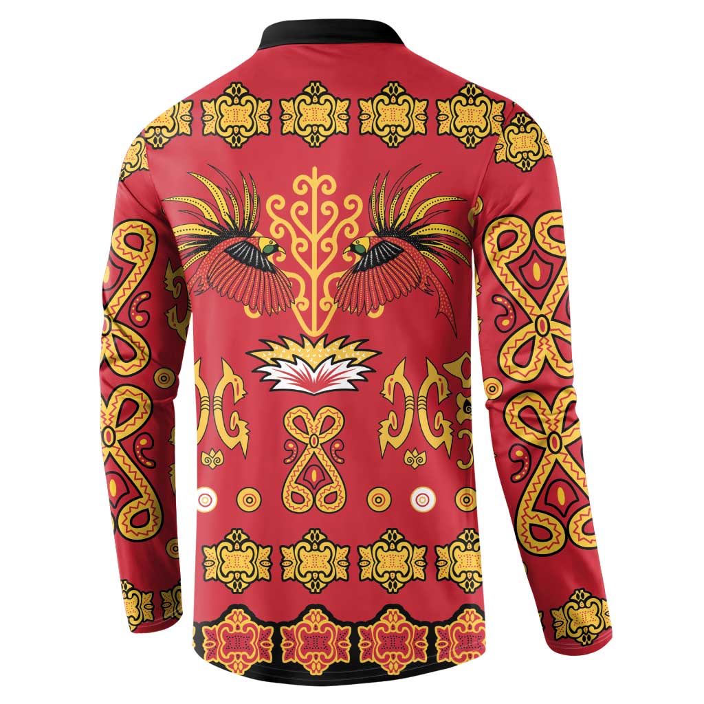 Papua Batik Motif Button Sweatshirt Papua Spirit Red Version - Polynesian Pride