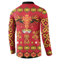 Papua Batik Motif Button Sweatshirt Papua Spirit Red Version - Polynesian Pride