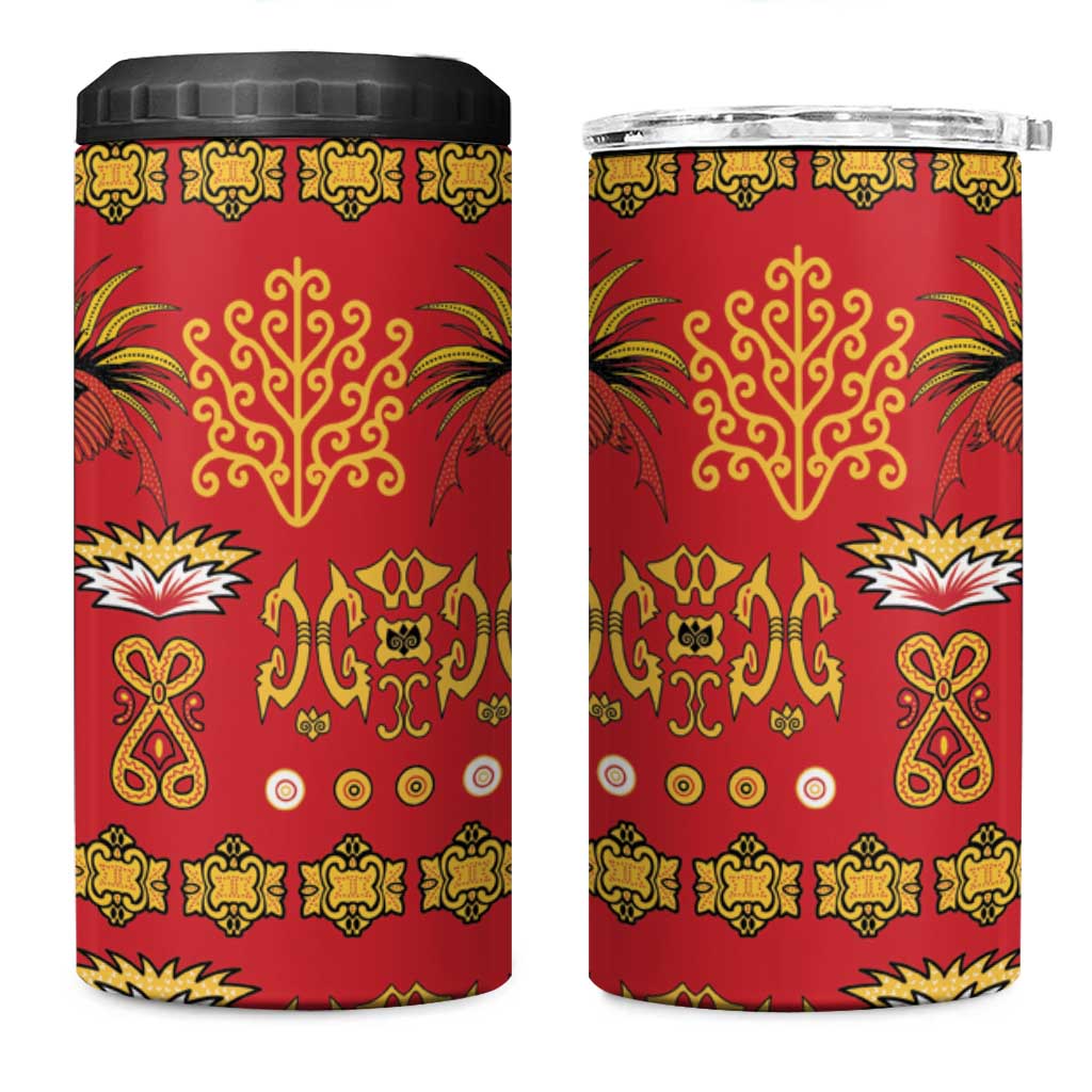 Papua Batik Motif 4 in 1 Can Cooler Tumbler Papua Spirit Red Version LT05 One Size: 16 oz Red - Polynesian Pride