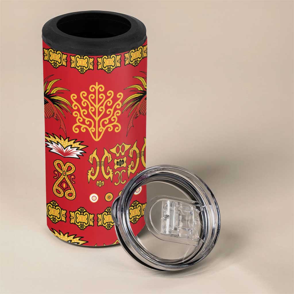 Papua Batik Motif 4 in 1 Can Cooler Tumbler Papua Spirit Red Version LT05 - Polynesian Pride
