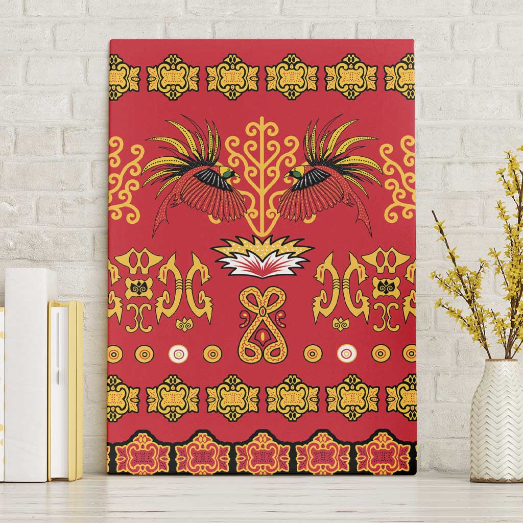 Papua Batik Motif Canvas Wall Art Papua Spirit Red Version LT05 Without Frame Red - Polynesian Pride