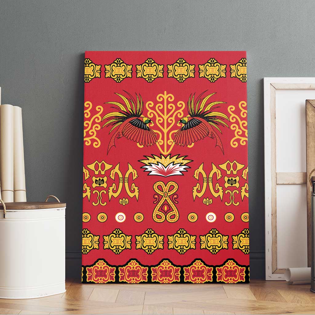 Papua Batik Motif Canvas Wall Art Papua Spirit Red Version LT05 - Polynesian Pride