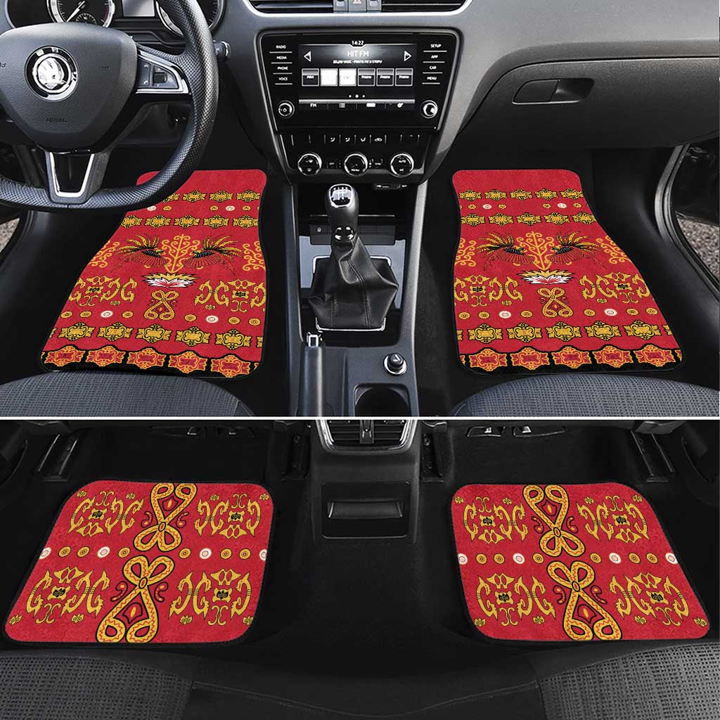 Papua Batik Motif Car Mats Papua Spirit Red Version LT05 Set 4pcs Red - Polynesian Pride