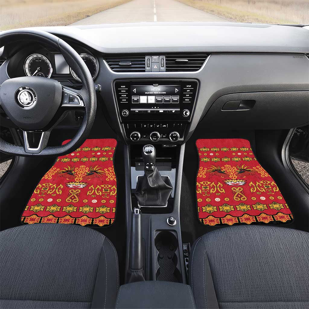 Papua Batik Motif Car Mats Papua Spirit Red Version LT05 Set 2pcs - Front Red - Polynesian Pride