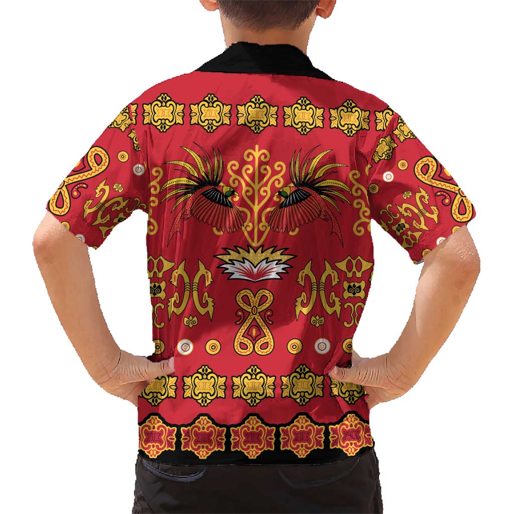 Papua Batik Motif Family Matching Short Sleeve Bodycon Dress and Hawaiian Shirt Papua Spirit Red Version - Polynesian Pride