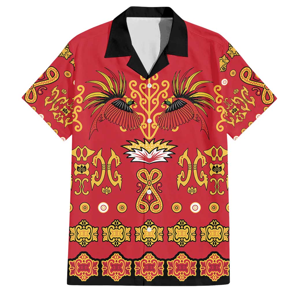 Papua Batik Motif Family Matching Short Sleeve Bodycon Dress and Hawaiian Shirt Papua Spirit Red Version - Polynesian Pride