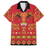 Papua Batik Motif Family Matching Short Sleeve Bodycon Dress and Hawaiian Shirt Papua Spirit Red Version - Polynesian Pride