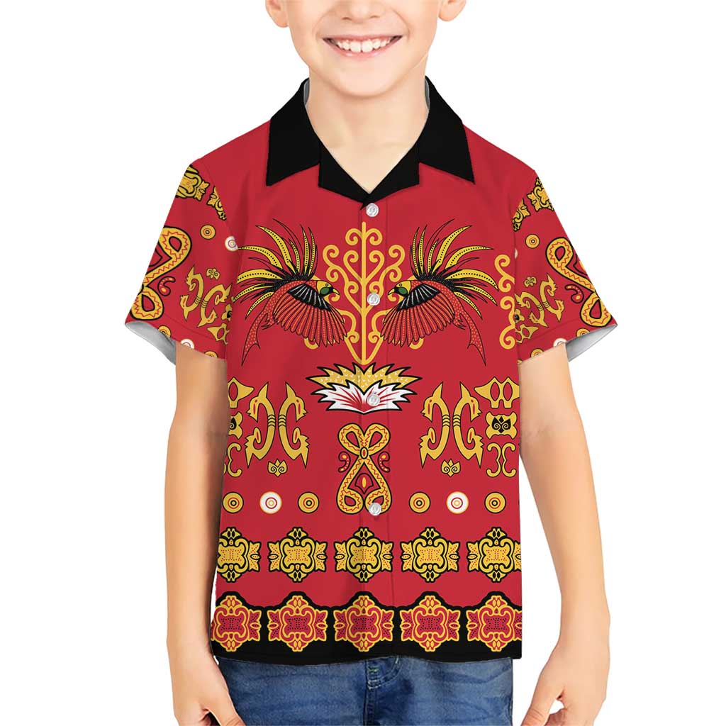 Papua Batik Motif Family Matching Short Sleeve Bodycon Dress and Hawaiian Shirt Papua Spirit Red Version - Polynesian Pride
