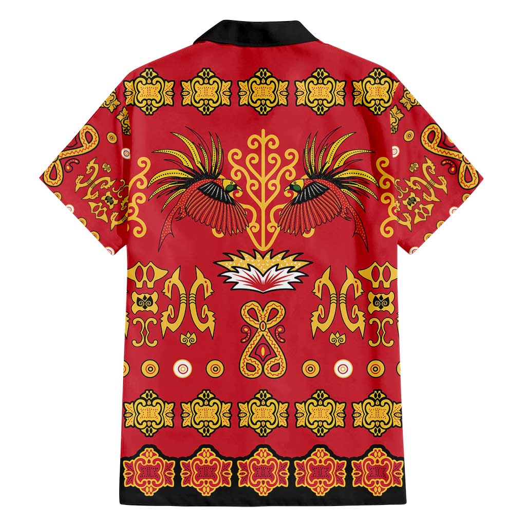 Papua Batik Motif Family Matching Summer Maxi Dress and Hawaiian Shirt Papua Spirit Red Version - Polynesian Pride