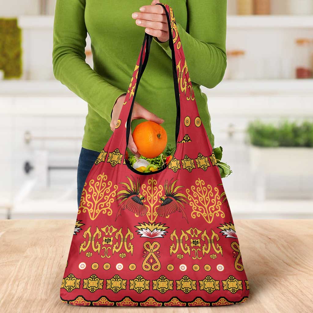 Papua Batik Motif Grocery Bag Papua Spirit Red Version LT05 - Polynesian Pride
