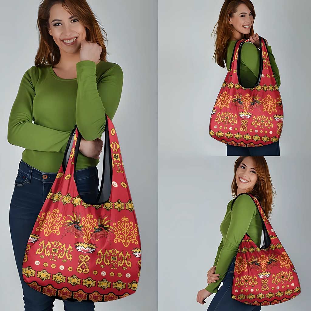 Papua Batik Motif Grocery Bag Papua Spirit Red Version LT05 - Polynesian Pride