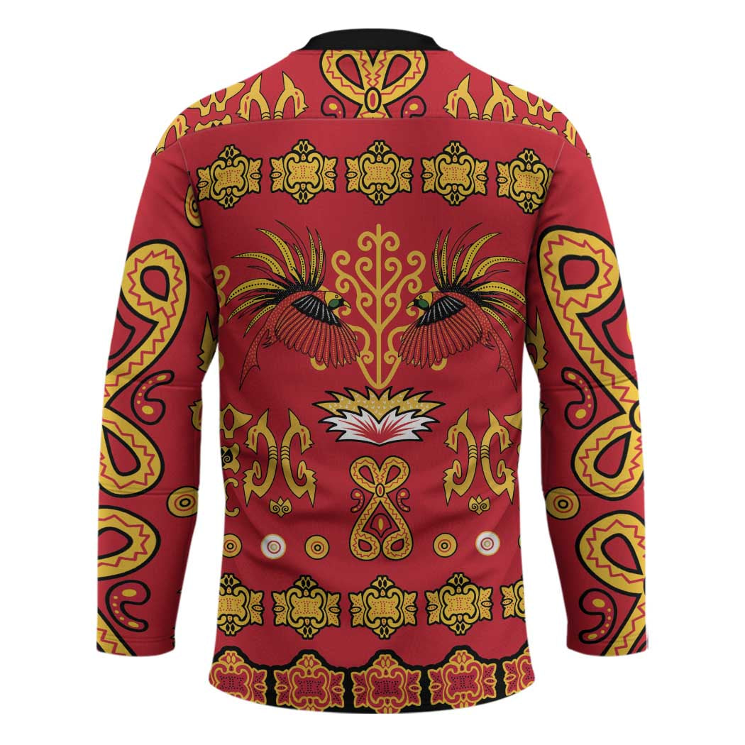 Papua Batik Motif Hockey Jersey Papua Spirit Red Version LT05 - Polynesian Pride
