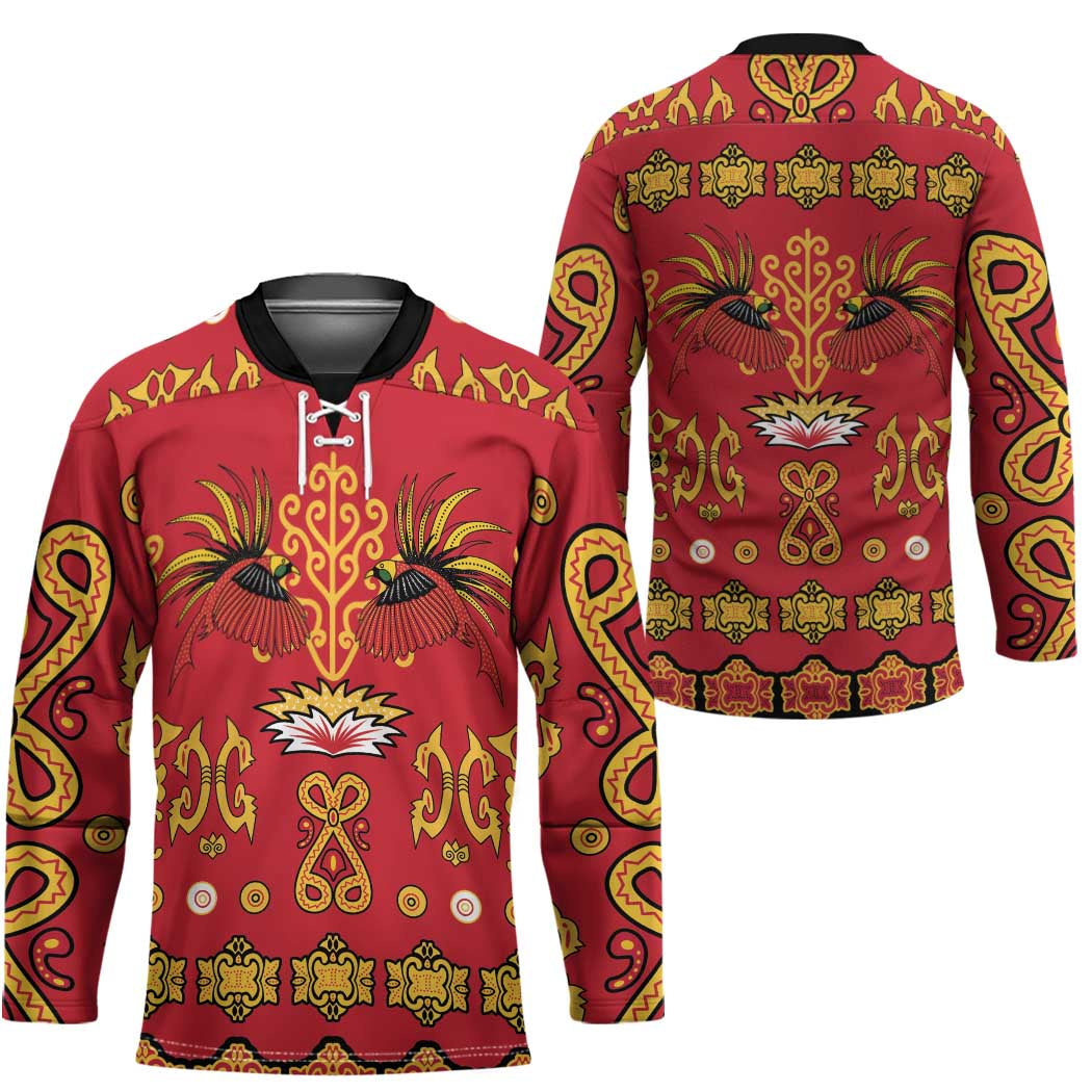 Papua Batik Motif Hockey Jersey Papua Spirit Red Version LT05 - Polynesian Pride