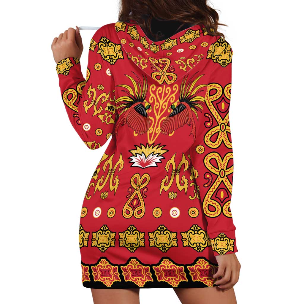 Papua Batik Motif Hoodie Dress Papua Spirit Red Version LT05 - Polynesian Pride
