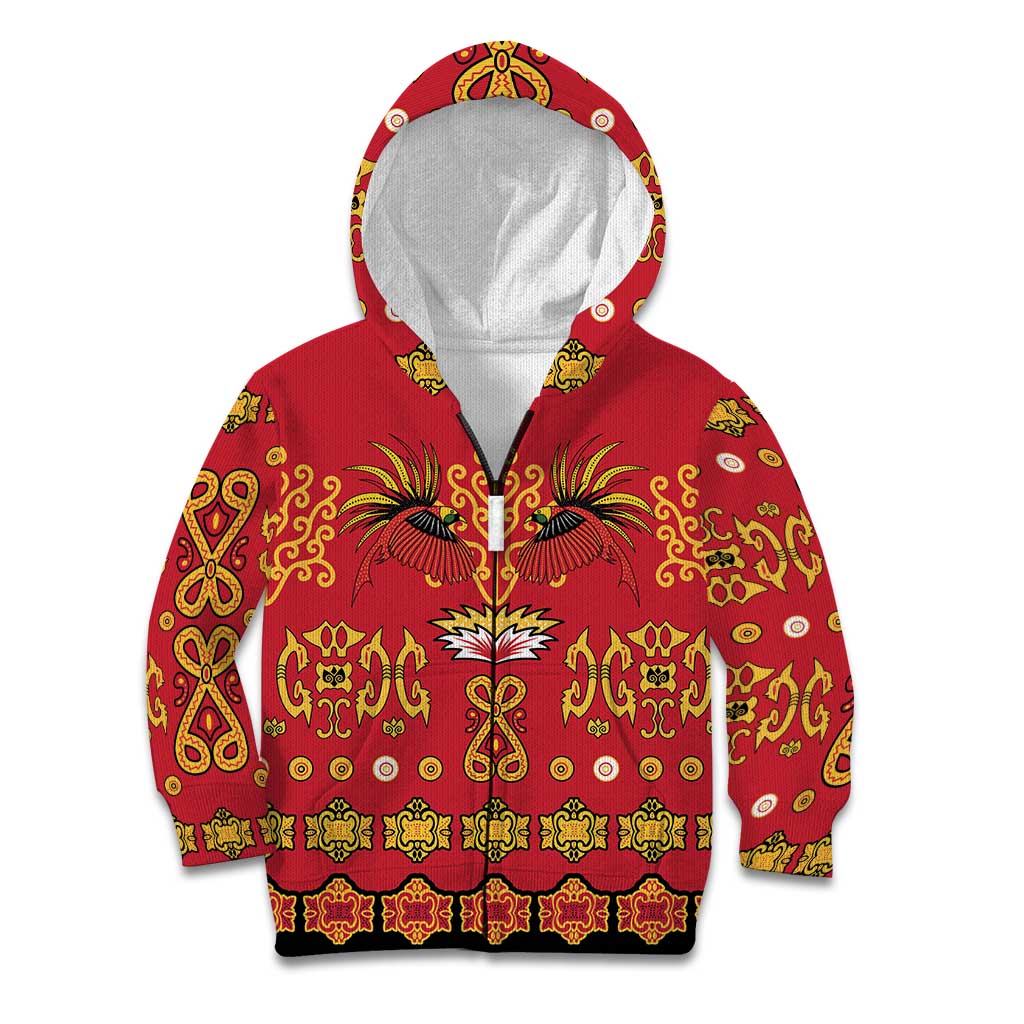 Papua Batik Motif Kid Hoodie Papua Spirit Red Version - Polynesian Pride