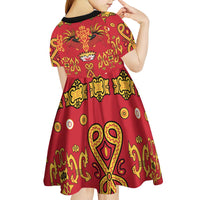 Papua Batik Motif Kid Short Sleeve Dress Papua Spirit Red Version - Polynesian Pride