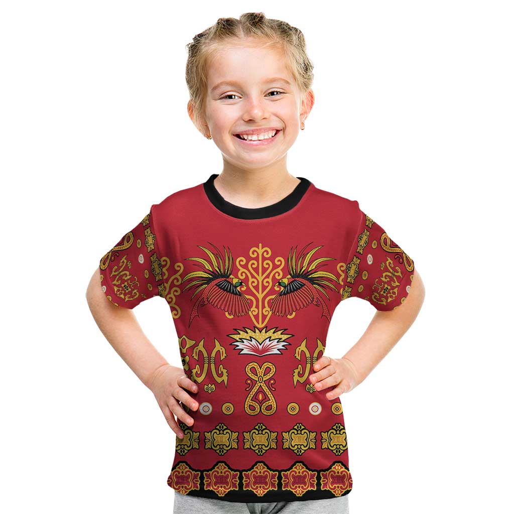 Papua Batik Motif Kid T Shirt Papua Spirit Red Version - Polynesian Pride