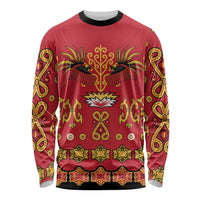 Papua Batik Motif Long Sleeve Shirt Papua Spirit Red Version LT05 Unisex Red - Polynesian Pride