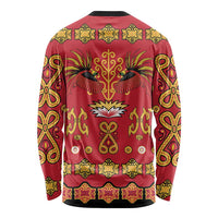 Papua Batik Motif Long Sleeve Shirt Papua Spirit Red Version LT05 - Polynesian Pride